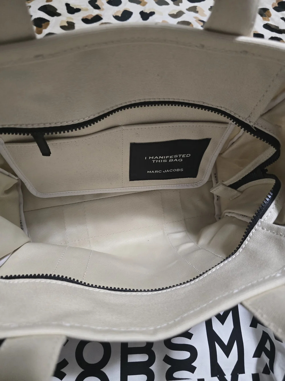 Marc Jacobs Black & White Graphic Logo Stripe Tote